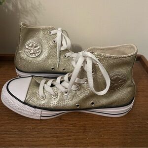 Converse All-Star Chuck Taylor Womens Gold Glitter Hi-Top Shoes Size 6